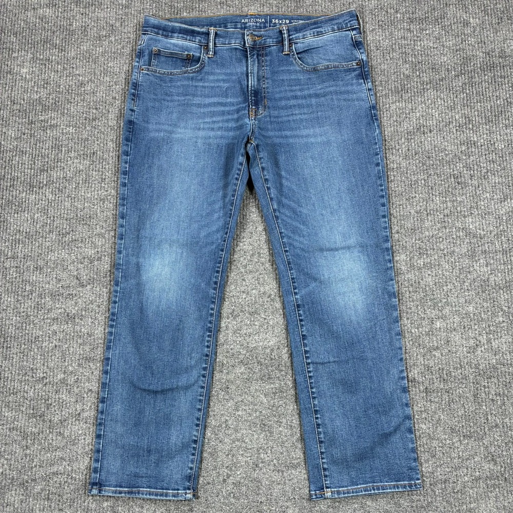 Arizona Mens Straight Stretch Blue Jeans Size 36x29 Repreve Denim Mid Rise